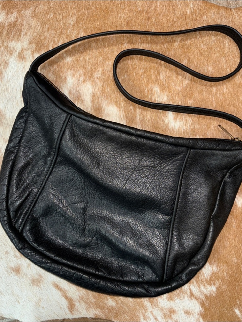 Vintage soft pebbled full grain leather shoulder bag